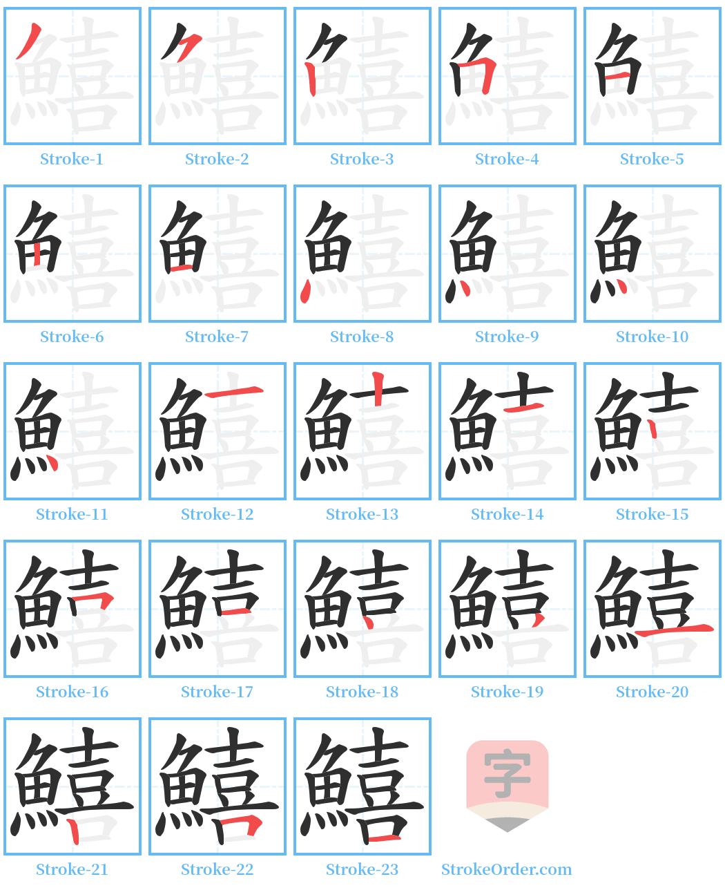 鱚 Stroke Order Diagrams