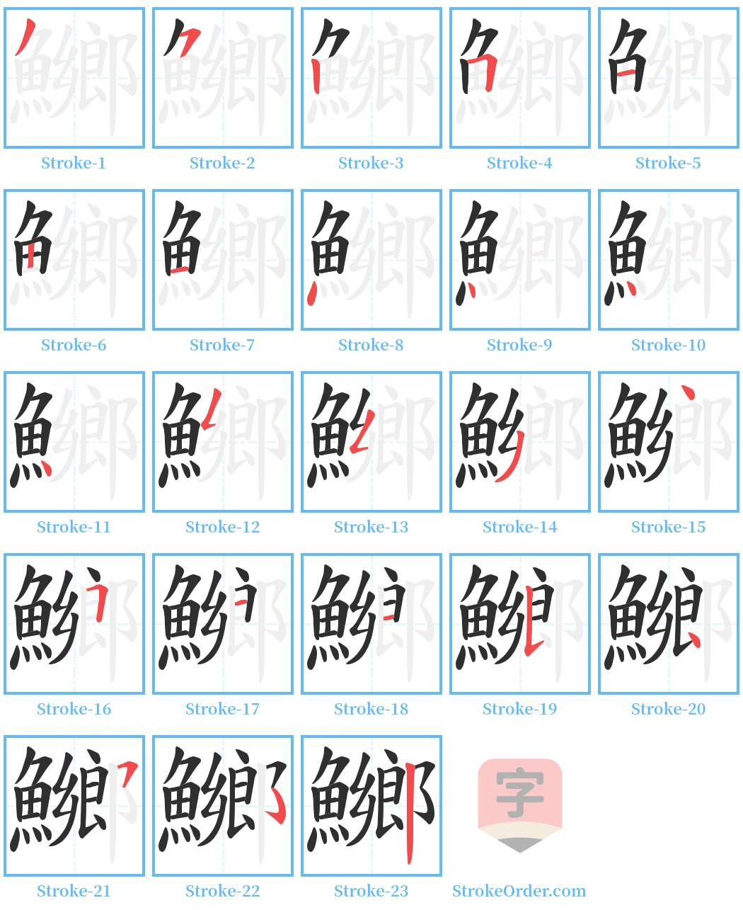 鱜 Stroke Order Diagrams