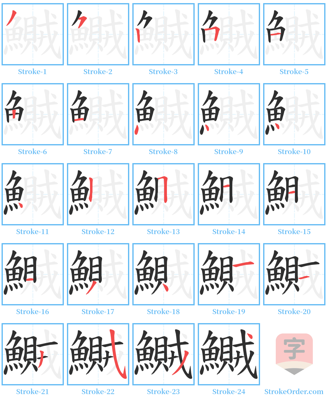 鱡 Stroke Order Diagrams