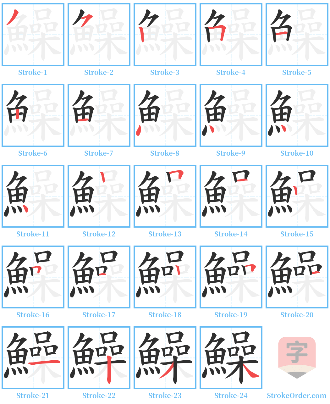 鱢 Stroke Order Diagrams