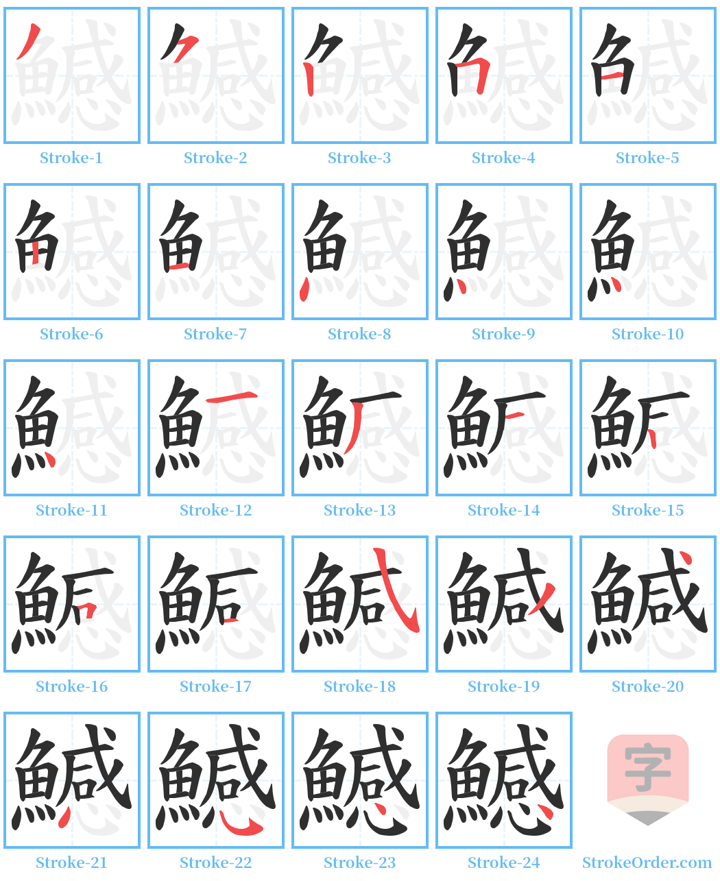 鱤 Stroke Order Diagrams