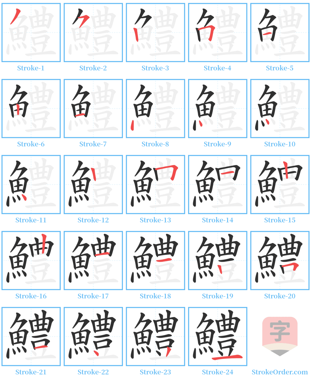 鱧 Stroke Order Diagrams