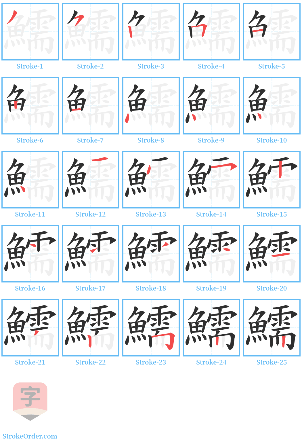 鱬 Stroke Order Diagrams