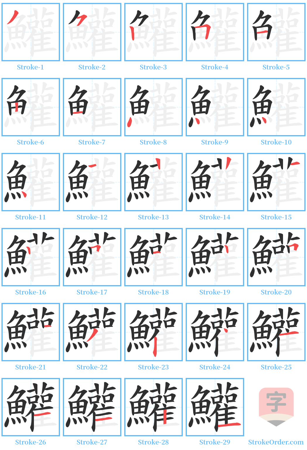 鱹 Stroke Order Diagrams