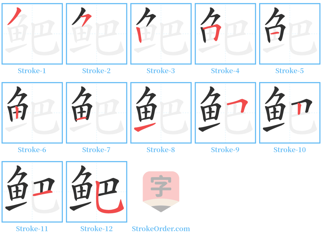 鲃 Stroke Order Diagrams