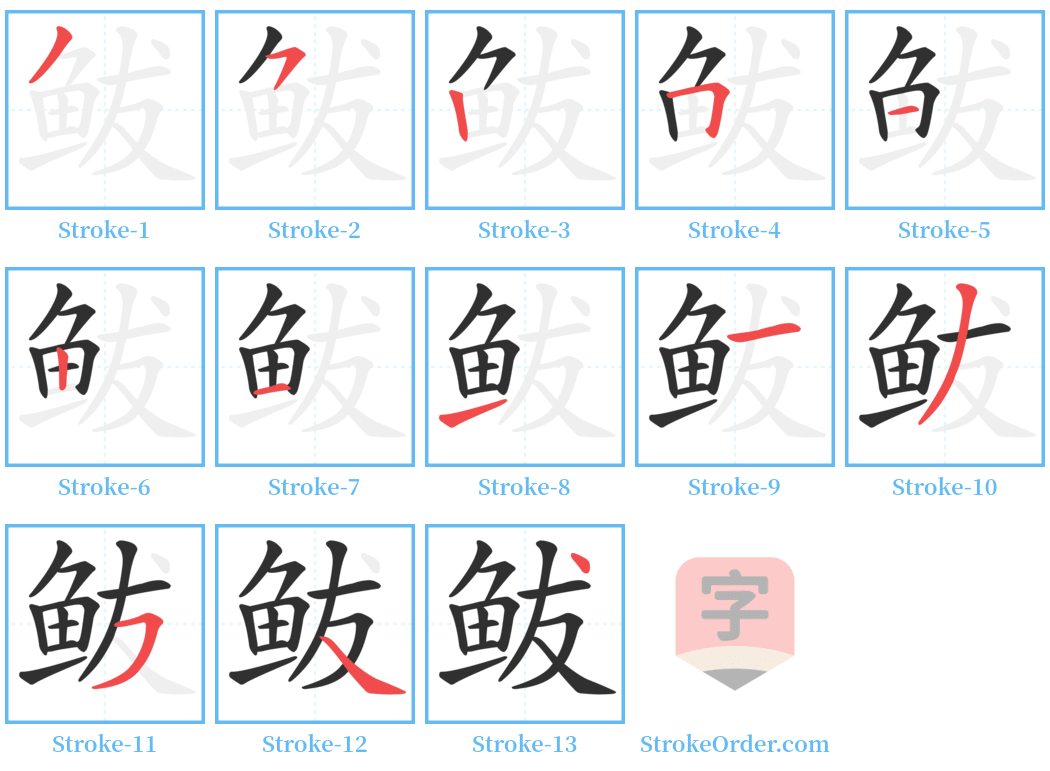 鲅 Stroke Order Diagrams