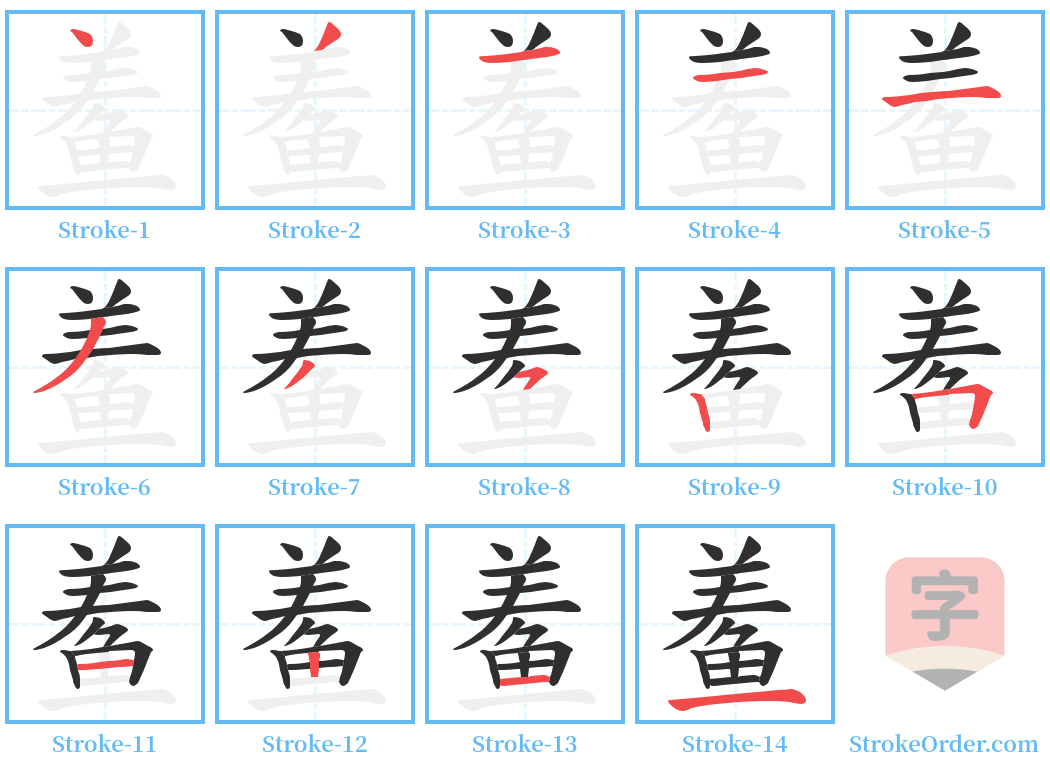 鲝 Stroke Order Diagrams