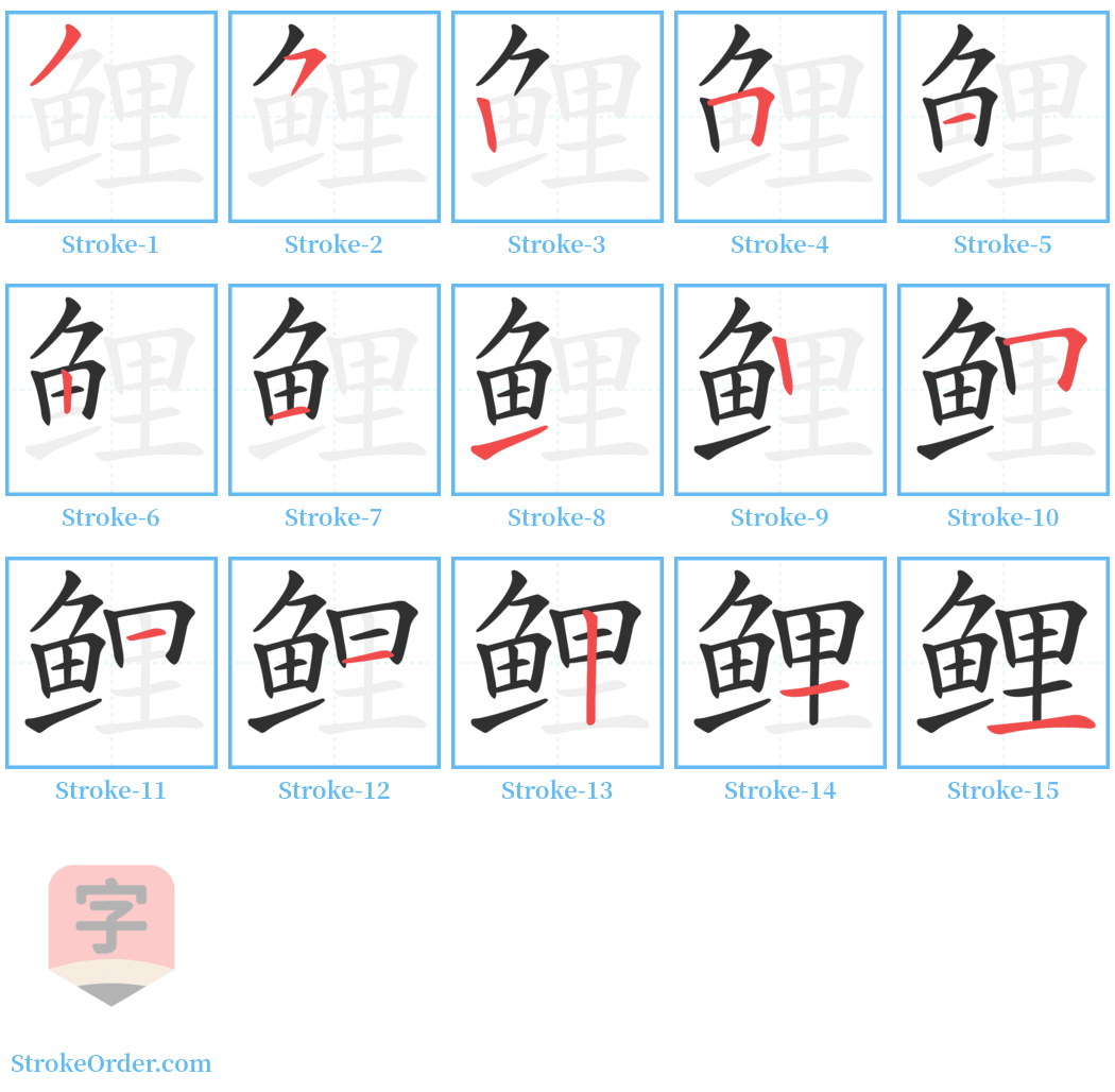 鲤 Stroke Order Diagrams