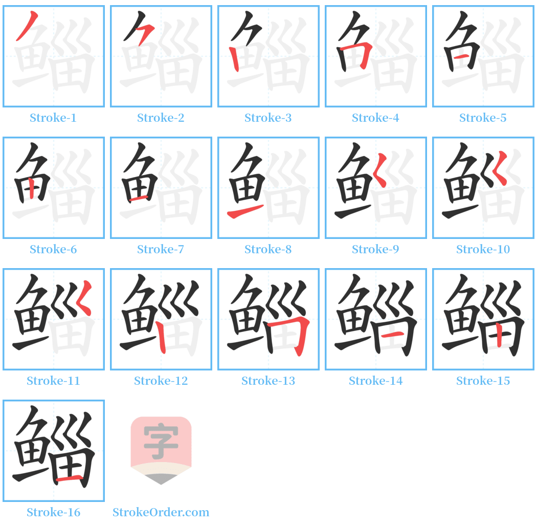 鲻 Stroke Order Diagrams