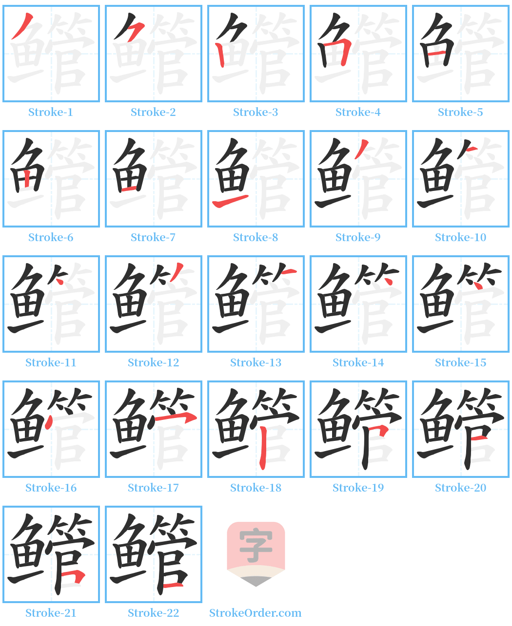 鳤 Stroke Order Diagrams