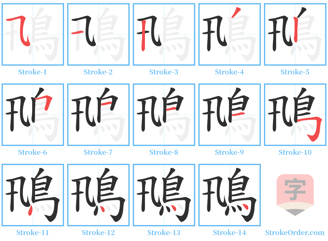 鳵 Stroke Order Diagrams