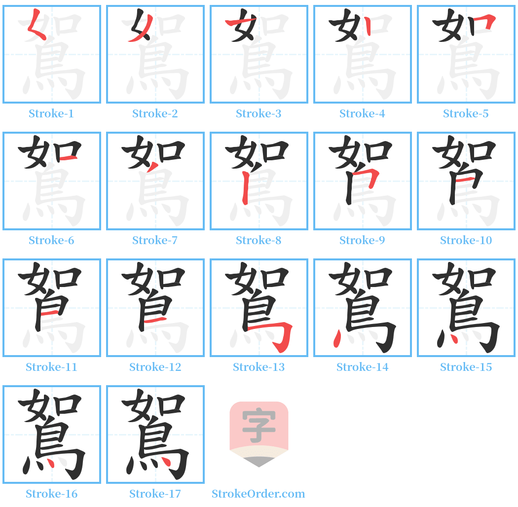 鴽 Stroke Order Diagrams