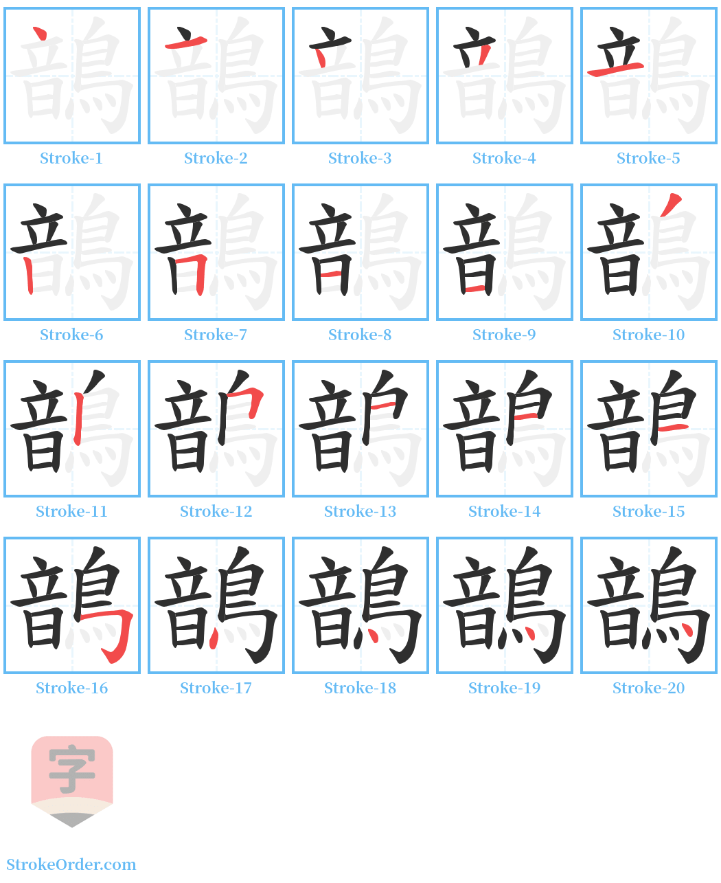 鶕 Stroke Order Diagrams