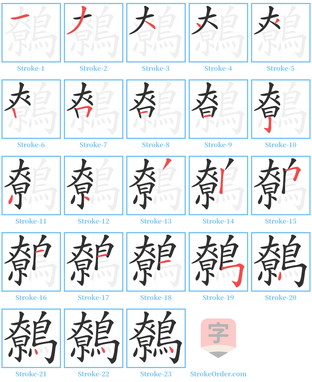 鷯 Stroke Order Diagrams