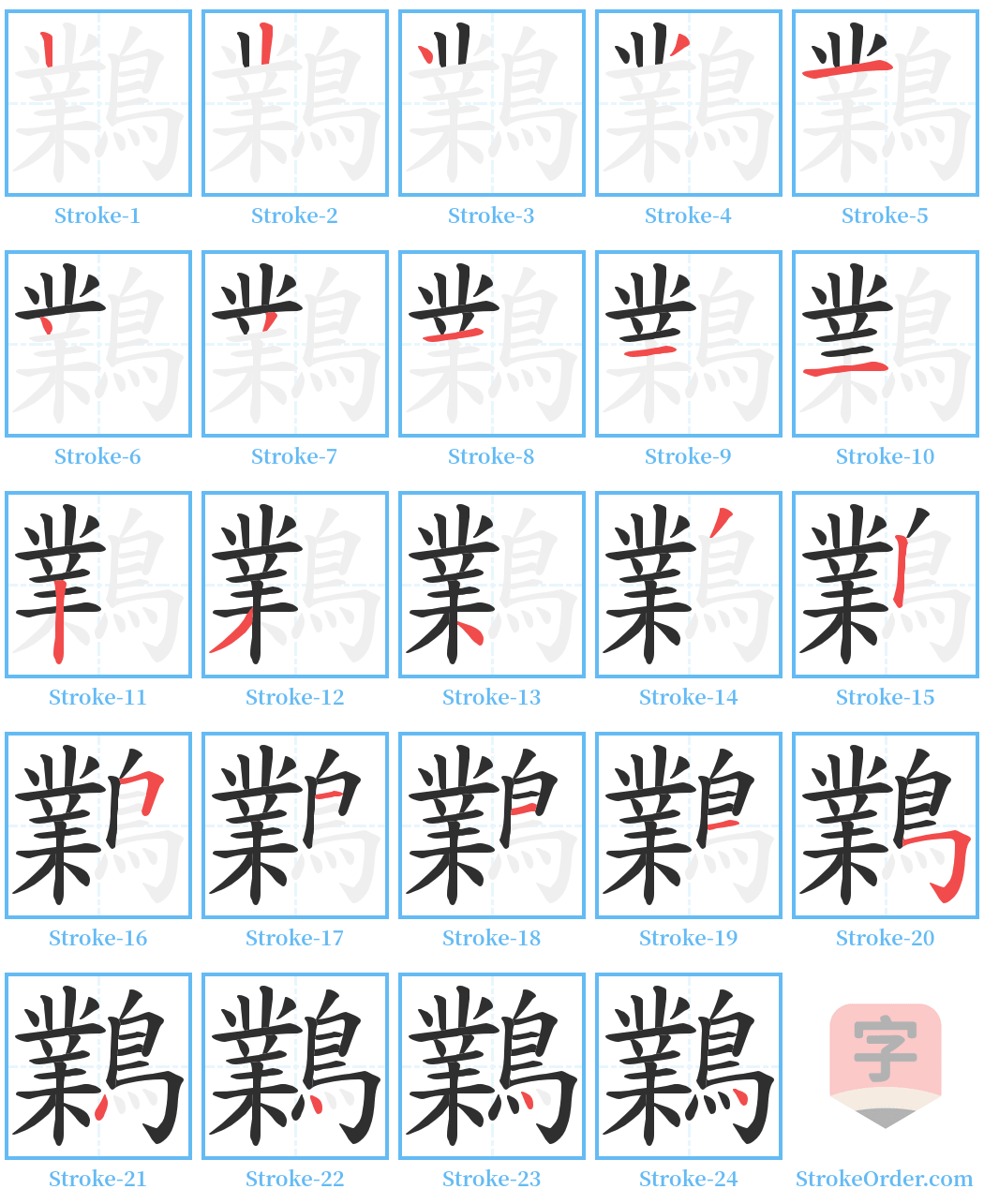 鸈 Stroke Order Diagrams