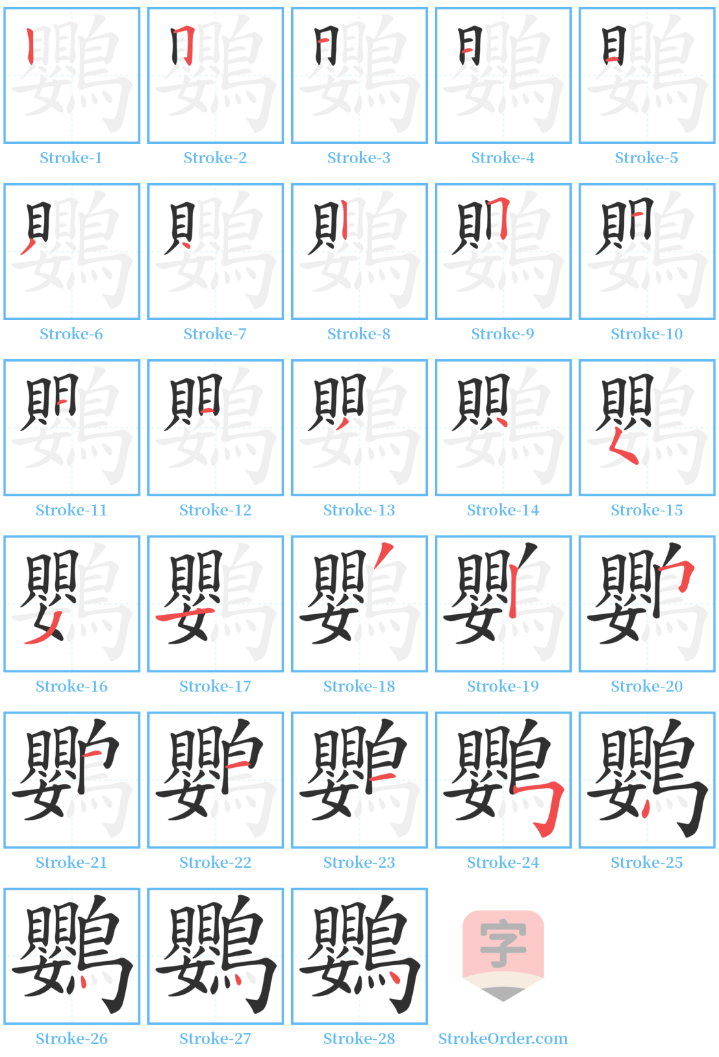 鸚 Stroke Order Diagrams