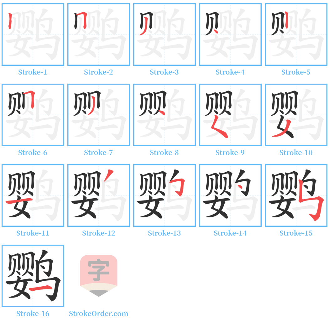 鹦 Stroke Order Diagrams