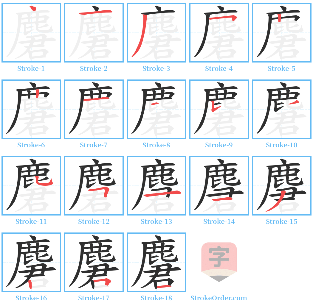 麏 Stroke Order Diagrams