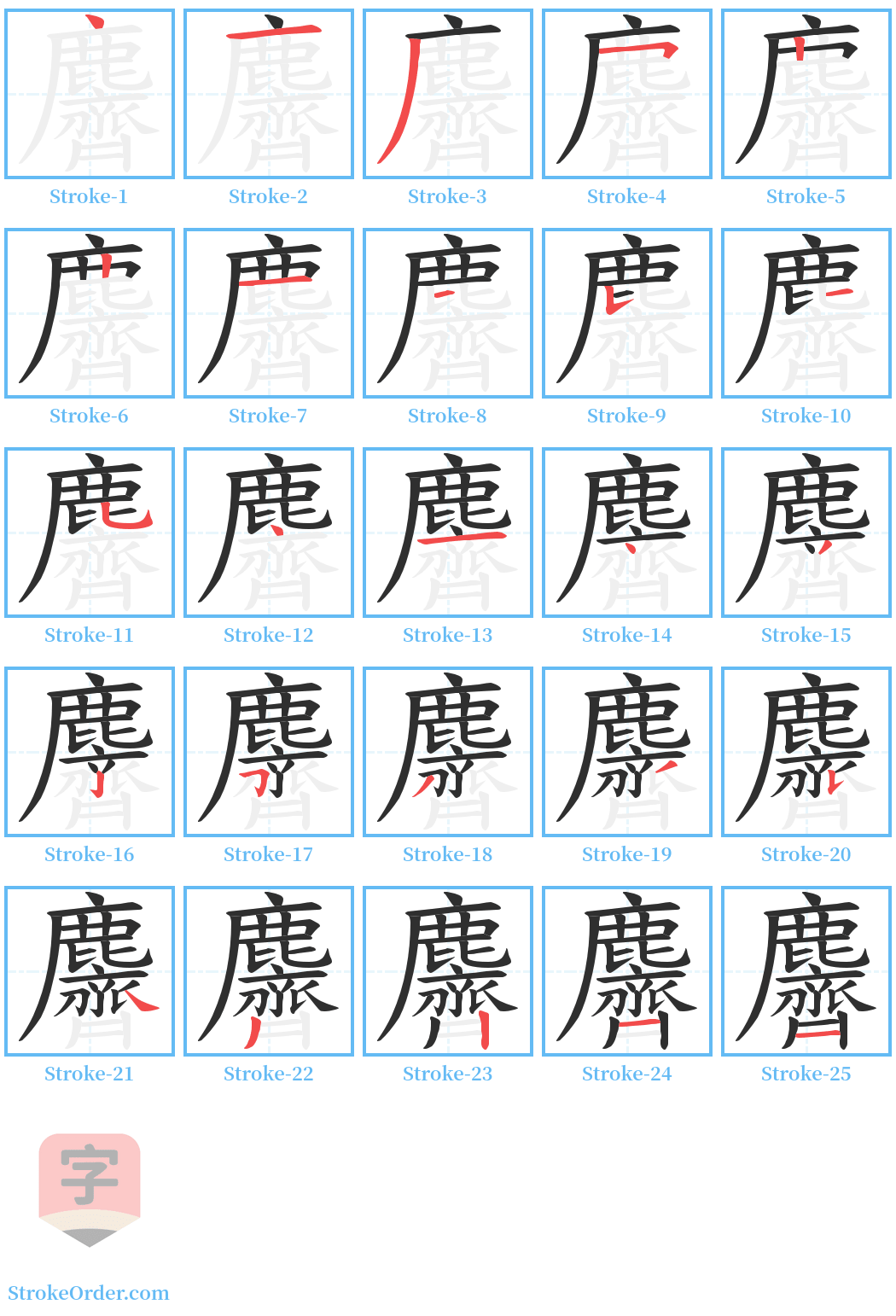 麡 Stroke Order Diagrams