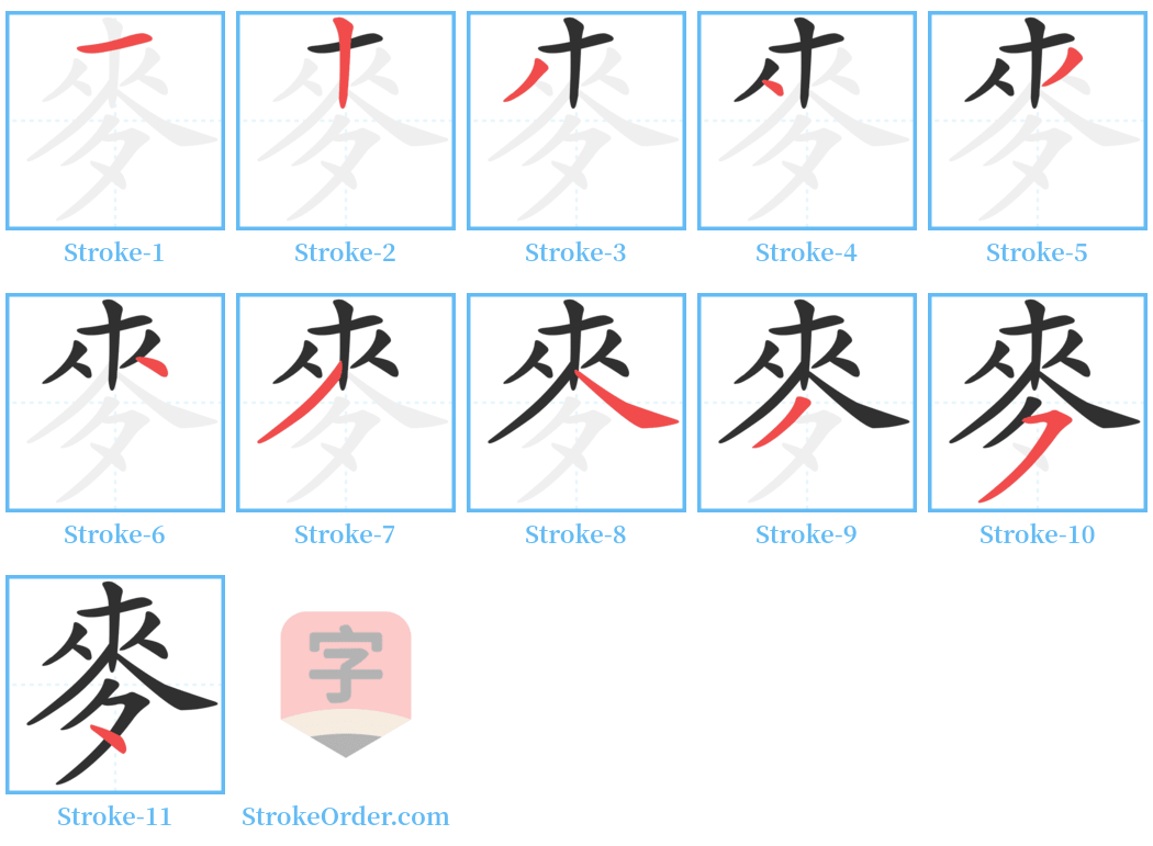 麥 Stroke Order Diagrams