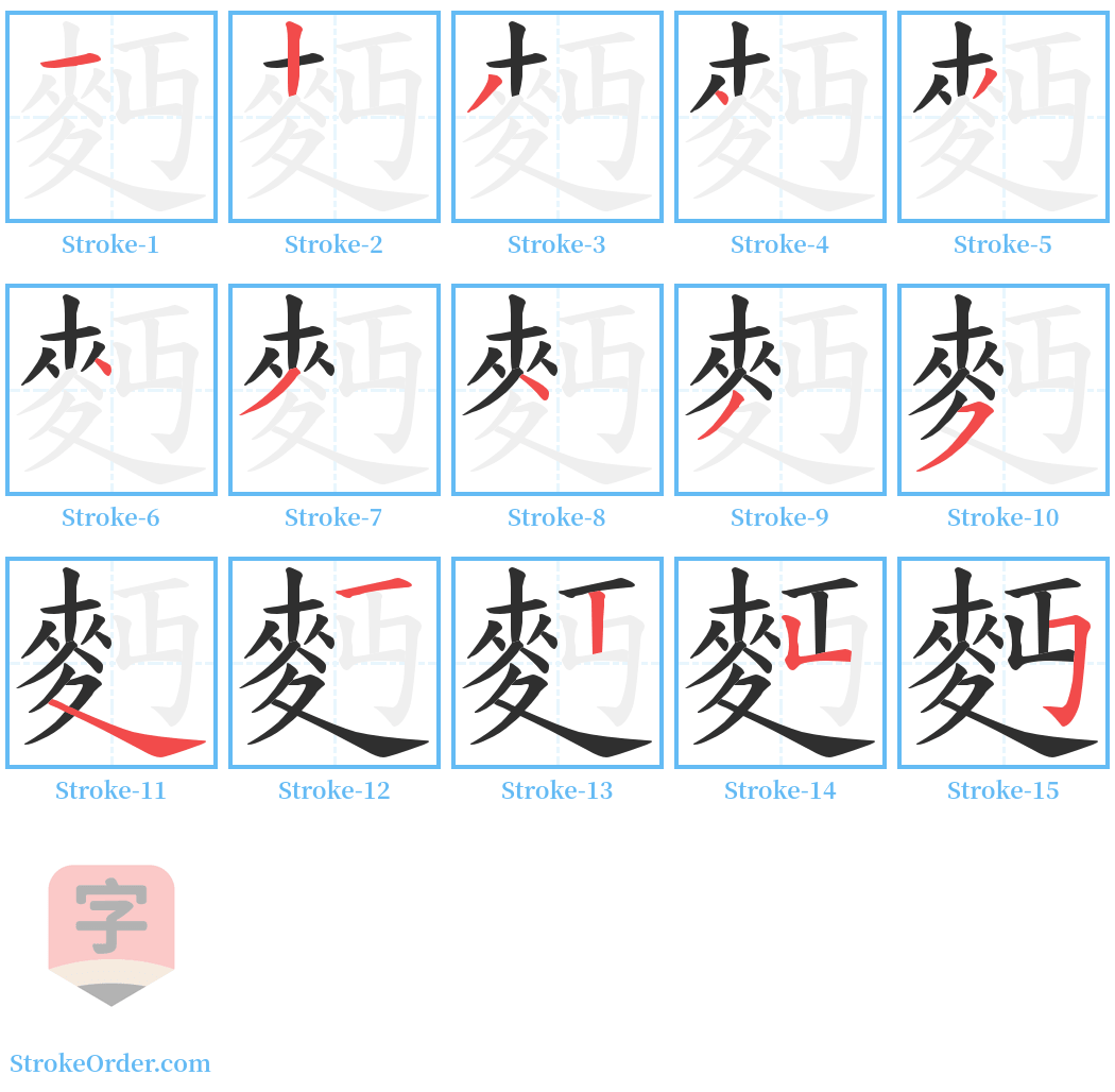 麪 Stroke Order Diagrams