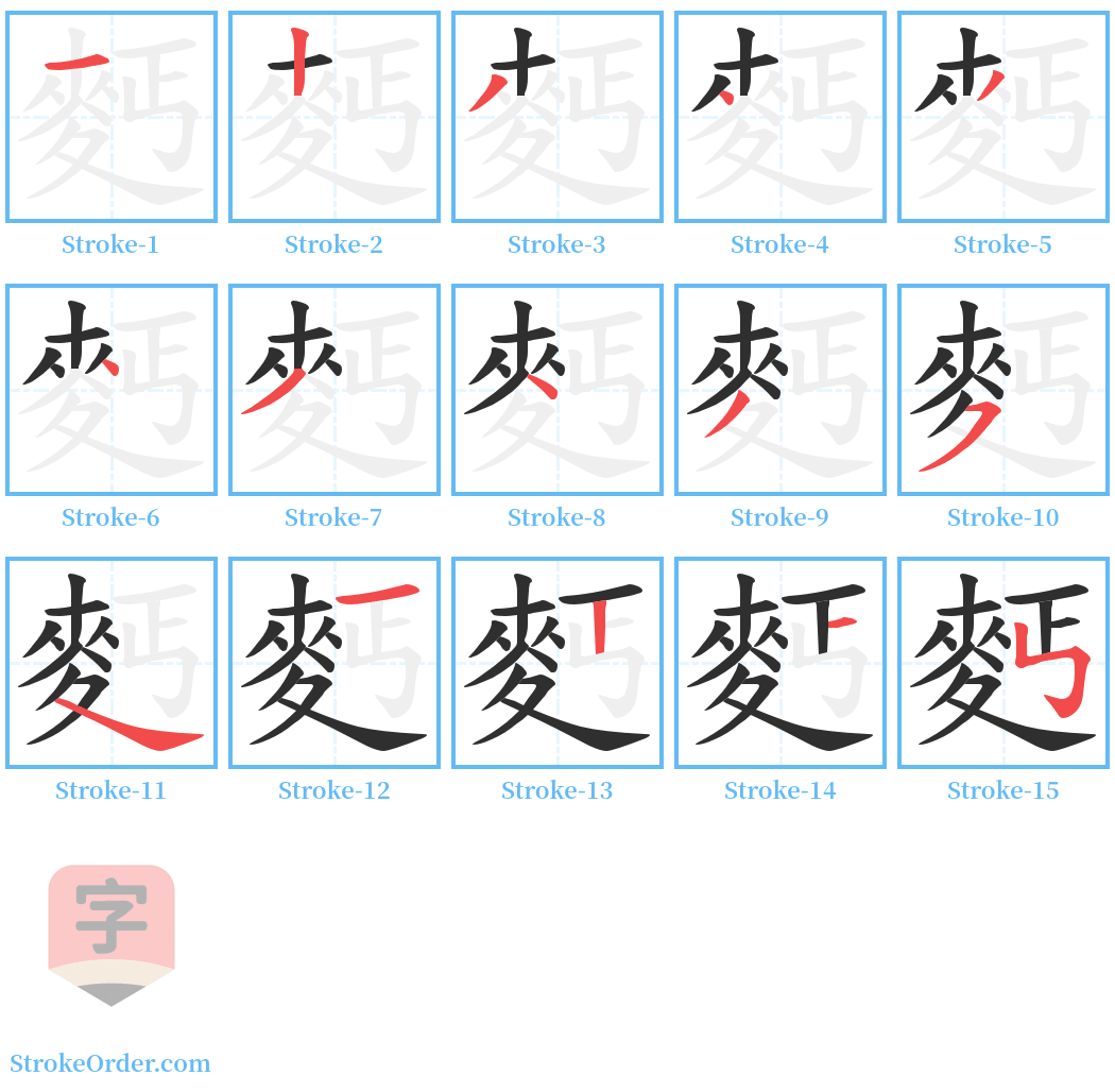 麫 Stroke Order Diagrams