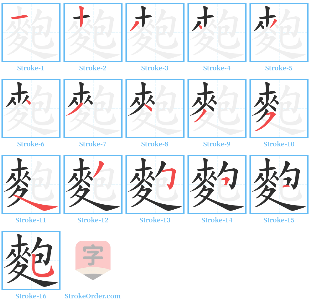 麭 Stroke Order Diagrams