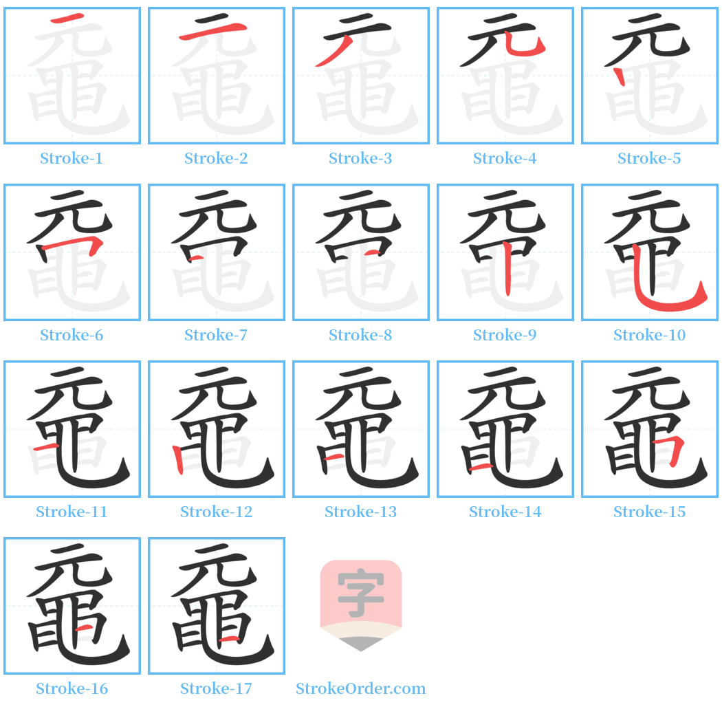 黿 Stroke Order Diagrams