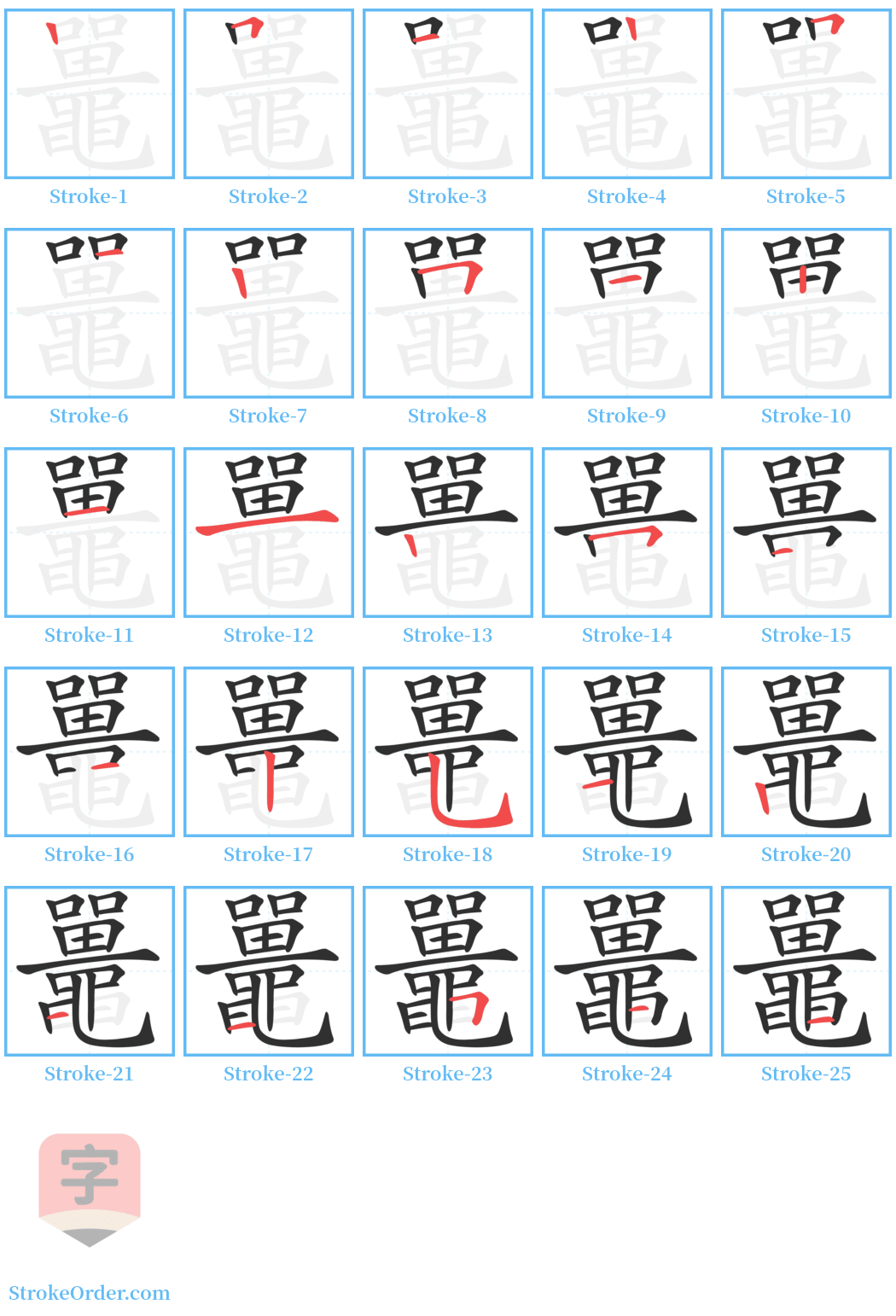 鼉 Stroke Order Diagrams