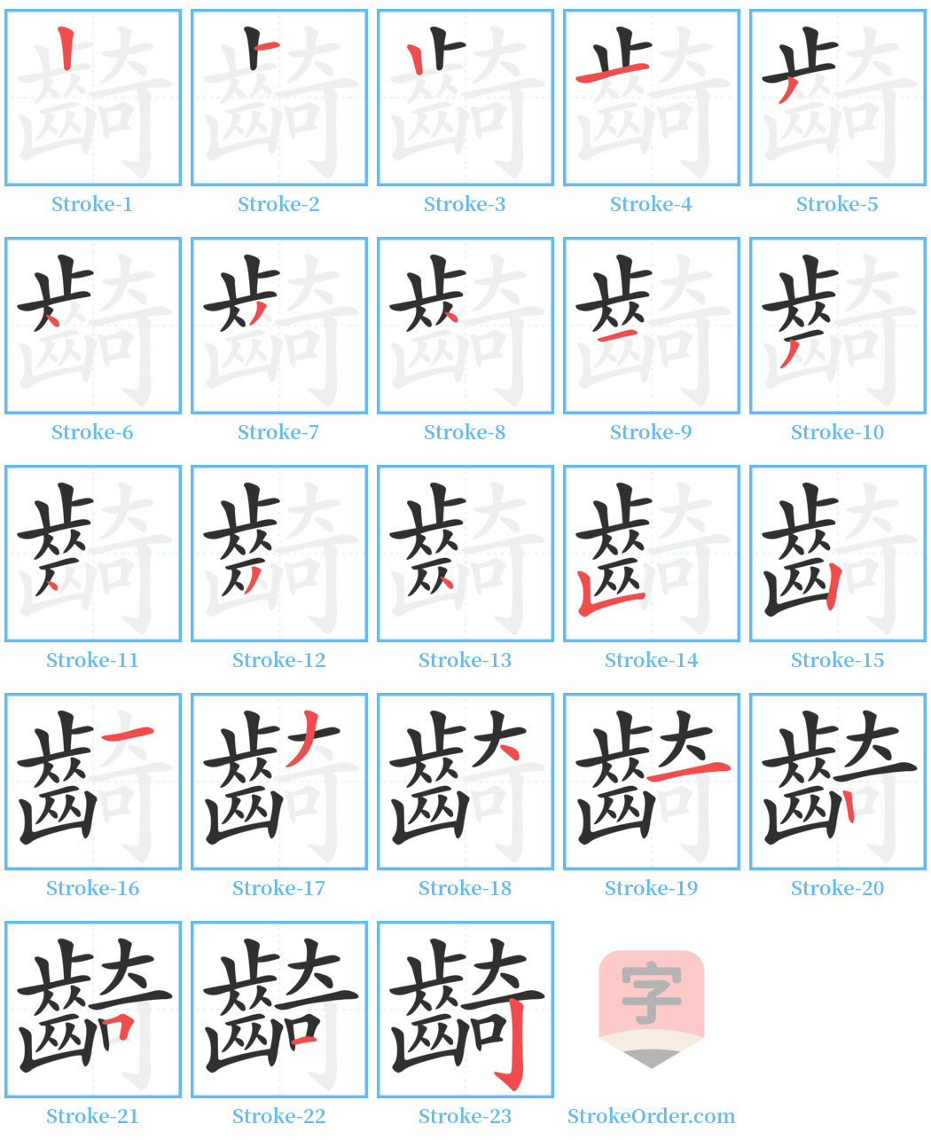 齮 Stroke Order Diagrams