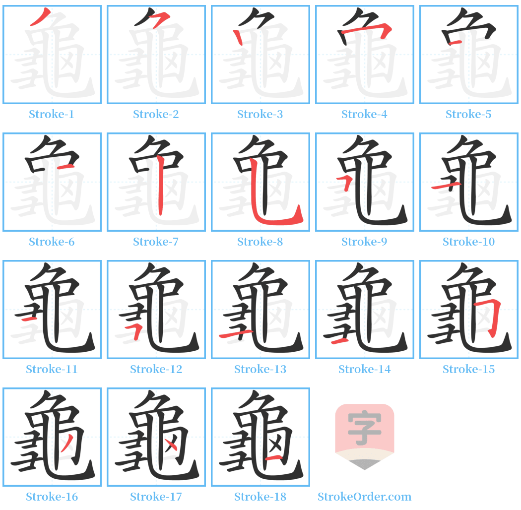 龜 Stroke Order Diagrams